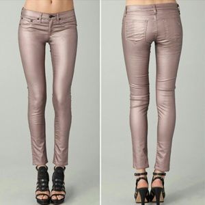 rag & bone jean leggings in rose metallic size 28